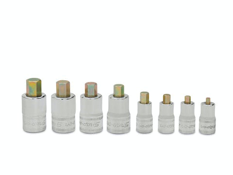 Juego de destornilladores de vaso rechonchos con puntas hexagonales métricas y accionamiento combinado de 8 piezas (3-10 mm)