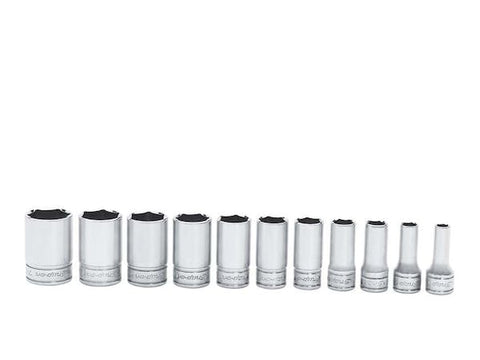 Juego de dados semiprofundos SAE Flank Drive® de 6 puntas y cuadro de 3/8" (1/4-7/8"), 11 piezas