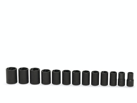 Juego de vasos de impacto de torsión poco profundos SAE/métricos con impulsión de 3/8" de 13 piezas (Blue-Point®)