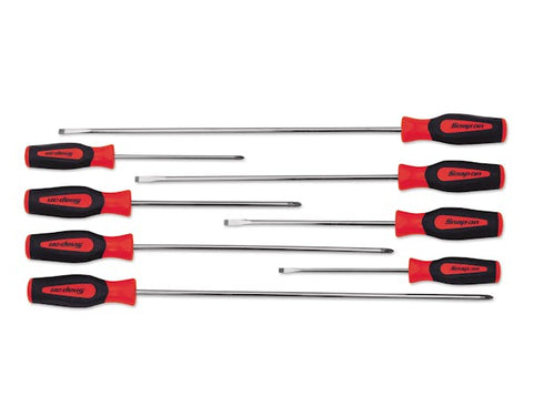 Juego de destornilladores de gabinete combinados extralargos de agarre suave Instinct® de 8 piezas (rojo)