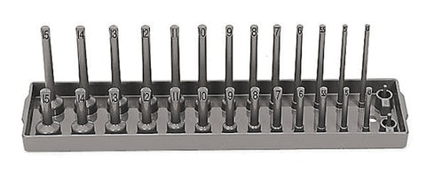 Portavasos métricos con accionamiento de 1/4" con postes (gris)
