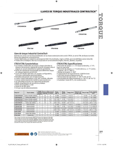 Llave dinamométrica industrial ControlTech® con vástago en Y y cabeza intercambiable (5–100 pies-libra)