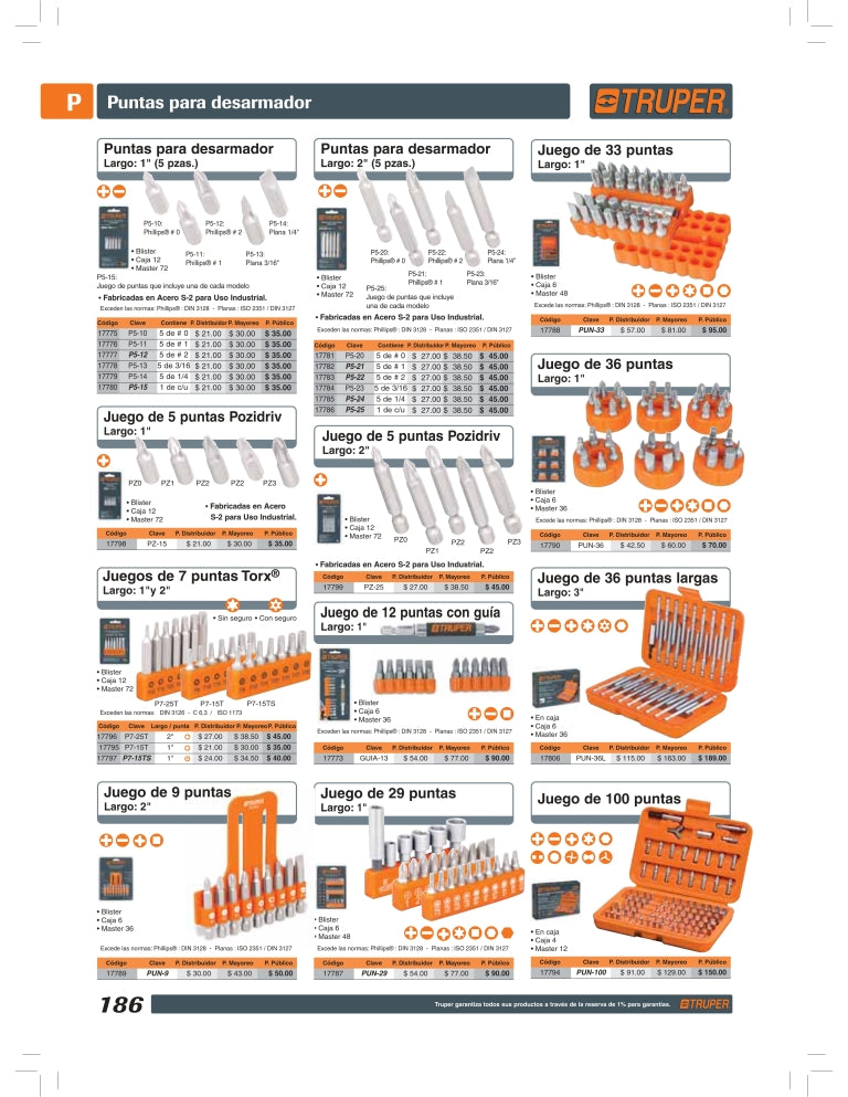 JUEGO PUNTAS DESTORNILLADOR TRUPER P7-15T TORX 1 7 PIEZAS