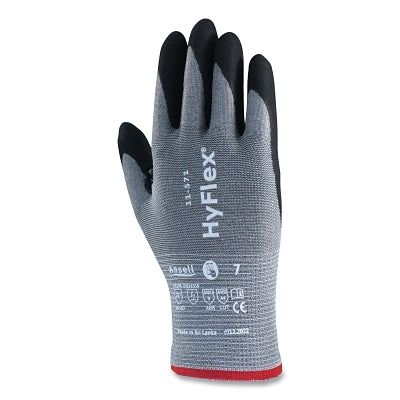 Guantes resistentes a cortes con palma recubierta de nitrilo 11-571, talla 12, color negro/gris, paquete de venta