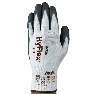 11-735 Gloves with polyurethane-coated palm, size 9, white/grey