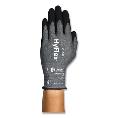 11-581 Nitrile gloves with coated palm for light work, size 6, grey with black coating