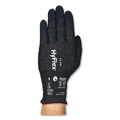 11-591 Guantes de nitrilo con palma recubierta para trabajo mediano, talla 12, negros con revestimiento negro