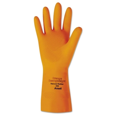 Guantes de látex de peso pesado, agarre de diamante, talla 8, forro flocado, color naranja