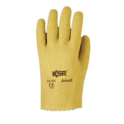 KSR® Multipurpose Vinyl Coated Gloves, Interlock Fabric Lining, 10 Count, Yellow
