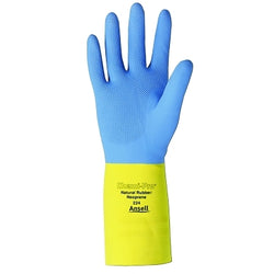 Guantes de neopreno AlphaTec® 87-224, forro de algodón flocado, talla 7, amarillo/azul