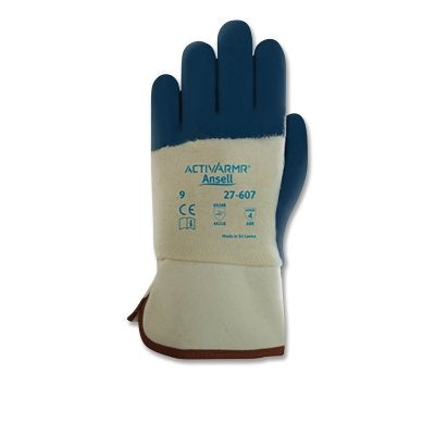 Guantes de nitrilo de alta resistencia 27-607, talla 8, azul/blanco