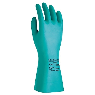 Guantes de nitrilo 37-155, puños tipo guantelete, sin forro, talla 10, verde, 15 milésimas de pulgada