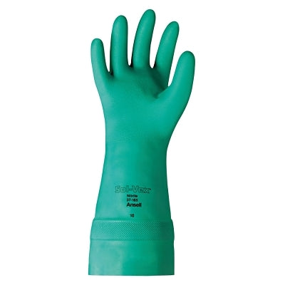 Nitrile gloves 37-165, gauntlet cuffs, unlined, size 11, green, 22 mil