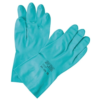 Guantes de nitrilo 37-175, puños tipo guantelete, forro de algodón flocado, talla 8, verde, 17 milésimas