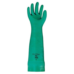 Nitrile gloves 37-185, gauntlet cuffs, unlined, size 8, green, 22 mil
