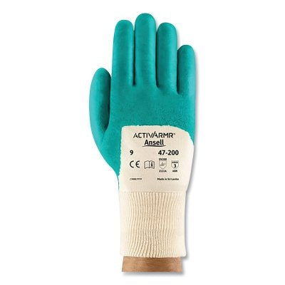 Guantes 47-200, talla 8, color aguamarina, recubiertos de nitrilo