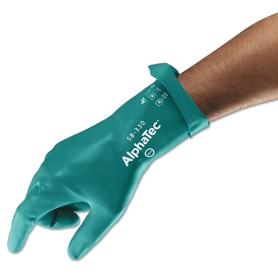 Guantes de nitrilo AQUADRI™ de uso mediano, puños tipo guantelete, forro de espuma suave, talla 11, color verde