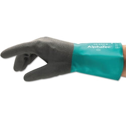 AlphaTec® Gloves 58-530B/58-535B, Size 11, Gray/Teal, 12-inch Cuff, 58-530B