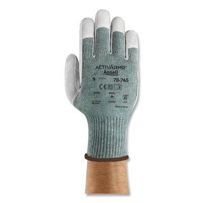 Guantes resistentes a cortes 70-765 con palma de cuero, talla 8, color menta/cuero