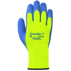 Fleece-lined gloves 80-400, size 10, high-visibility yellow/blue