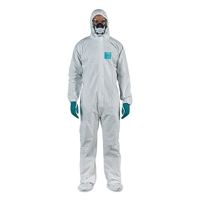 Overol transpirable superior 1500 PLUS, modelo 107, con costuras remalladas, capucha y bota, color blanco, talla 4/Grande