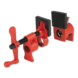 Pipe clamp, swivel handle, 2-1/2" throat depth, 3/4" opening, 1-3/16" jaw width, 440 lb clamping force