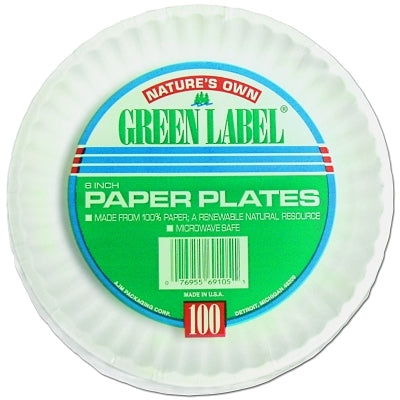 Plato de papel sin revestimiento, 9 pulgadas, blanco