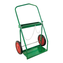 Carro de doble cilindro con estructura de riel bajo, 32" de diámetro exterior x 46" de alto, 16" de diámetro x 4" de ancho, ruedas neumáticas, incluye cadena de seguridad