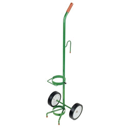 Carro de transporte de cilindros tamaño D/E, individual, 12" de ancho x 41" de alto x 10" de profundidad, ruedas semineumáticas de 6", gancho para mascarilla