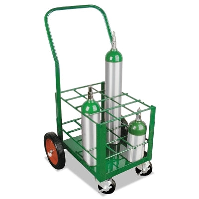 Carro de transporte para cilindros de tamaño mediano M7, M9, C, D y E, con capacidad para 24 cilindros y 4 ruedas.