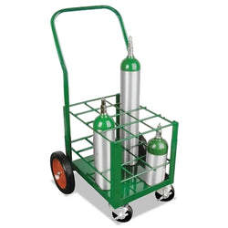 Carro de transporte para cilindros de tamaño mediano M7, M9, C, D y E, con capacidad para 6 cilindros y ruedas de goma de 2 a 10 pulgadas.