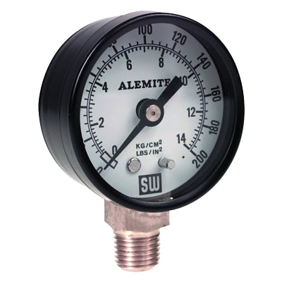 Manómetro de presión de aire, 200 psi, 1/4 pulg. NPT(M), montaje posterior