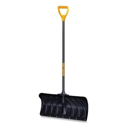 Polyethylene snow pushers with D-grip, 11.375 x 24 inches, square tip blade