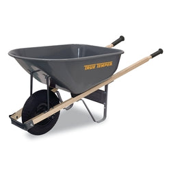 Steel wheelbarrow, 6 cubic feet, 1 puncture-proof tire, cool gray color