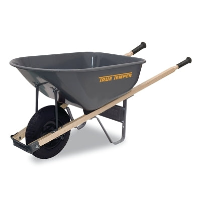 Steel wheelbarrow, 6 cubic feet, 1 puncture-proof tire, cool gray color