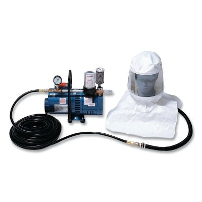 Low-pressure system with supplied air hood Tyvek®, 1 worker, includes 3/4 hp pump/50 ft hose/breathing tube/disposable hood