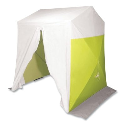 Luxury work tent, 2.4m deep x 2.4m wide x 2.3m high, 1 zipped door, high visibility green/white