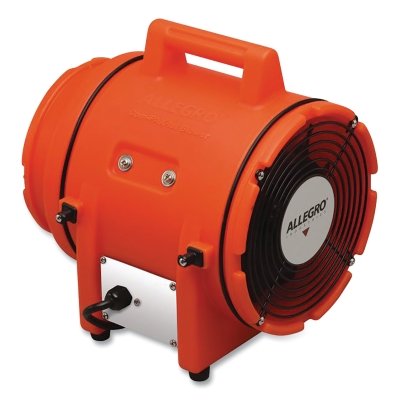 Explosion-proof (EX) plastic AC axial blower, 1/3 hp, 115 V, 8-inch blower with canister and 25 ft duct