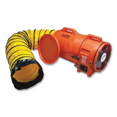 Plastic AC axial blower, 1 hp, 115 V, 16 inch, with canister and 15 ft duct