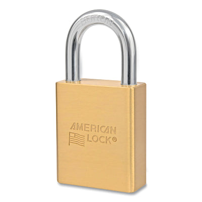 Candado de latón macizo compatible con llave de puerta, 5/16 pulg. de diámetro, 1-1/8 pulg. de largo, 15/16 pulg. de ancho