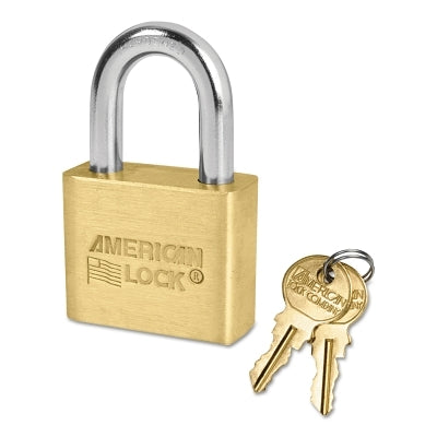 Candado de latón macizo, 5/16" de diámetro, 1-1/8" de largo, 3/4" de ancho, llaves iguales, llave - E488