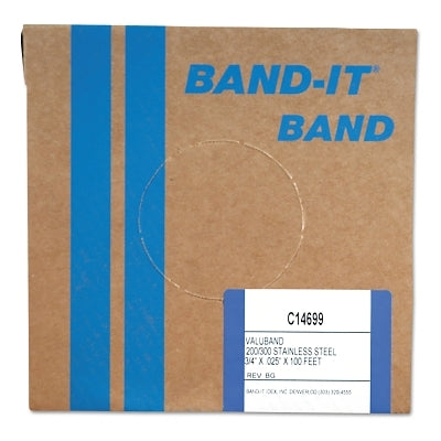 Bandas Valuband, 3/4 pulg. x 100 pies, 0,025 pulg. de espesor, acero inoxidable
