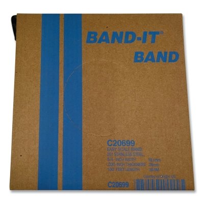 Banda de acero inoxidable, 5/8 pulg. de ancho x 0,030 pulg. de grosor x 100 pies de largo, SS 201