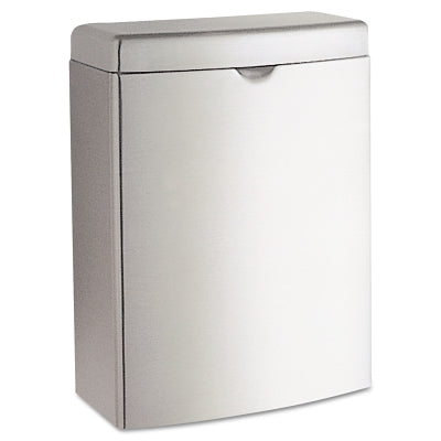 Recipiente para toallas sanitarias Contura™, rectangular, de acero inoxidable, capacidad de 1 galón