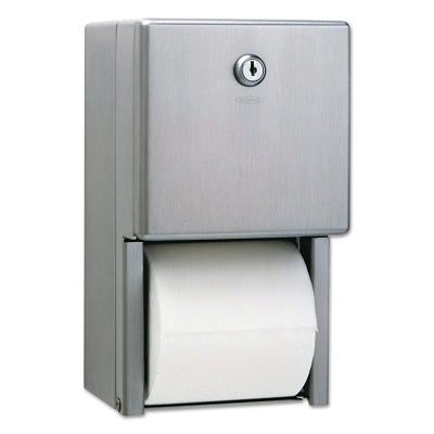 Dispensador de pañuelos de papel de acero inoxidable de dos rollos, 6 1/4 de ancho x 6 de profundidad x 11 de alto, acero inoxidable