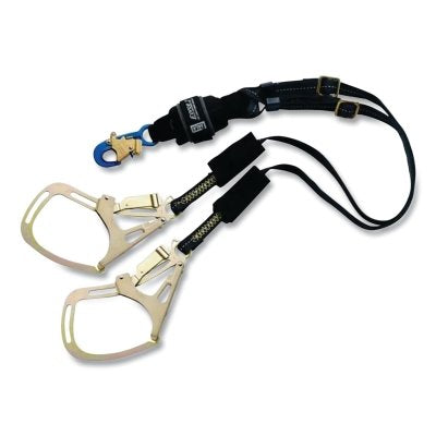 Cordón de seguridad con amortiguación de impactos Force2™, ajustable y con 100 % de amarre, negro, 1,8 m, capacidad de 192 kg, ganchos a presión