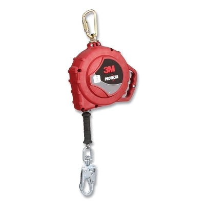 Línea de vida autorretráctil Protecta®, 3590041, 66 pies, mosquetón, gancho giratorio, cable de acero inoxidable, una sola pierna, 420 lb
