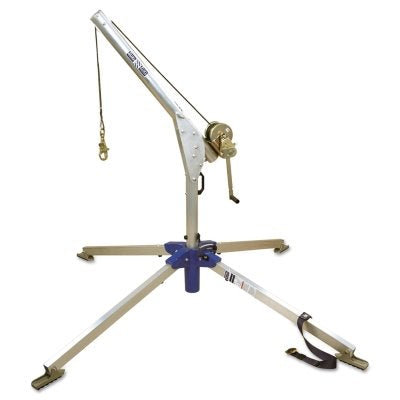 Sistema de pescante de rescate en espacios confinados, 2 piezas, aluminio, cuerda salvavidas con cabrestante de 1/4 pulg., capacidad de carga de 350 lb