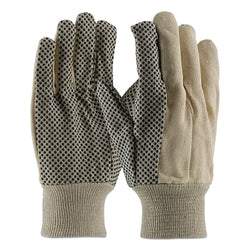 Premium quality canvas gloves with dots, 10 oz cotton, for men, natural/orange color