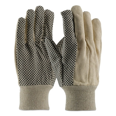 Premium quality canvas gloves with dots, 10 oz cotton, for men, natural/orange color